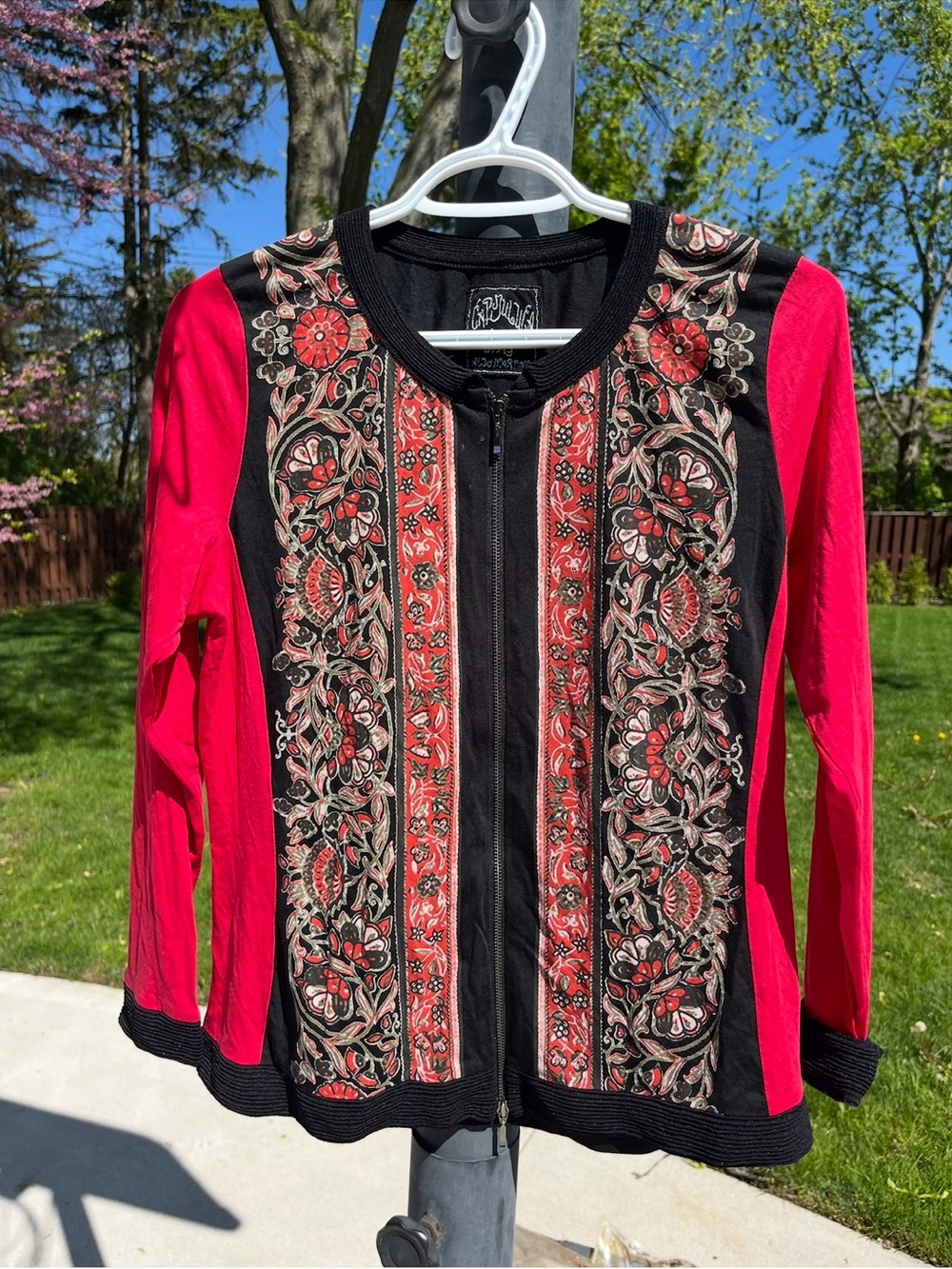 Aldo Martins "Cap Juluca" Floral Zip-Up Knit Top - Size 8 / Medium